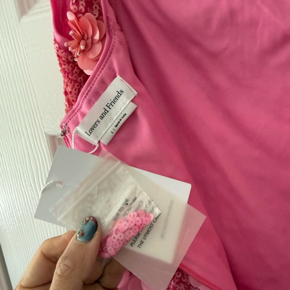 Lovers + Friends Biarritz Sequin Embellished Mini Dress Pink Ombré NEW with tags - Picture 4 of 7